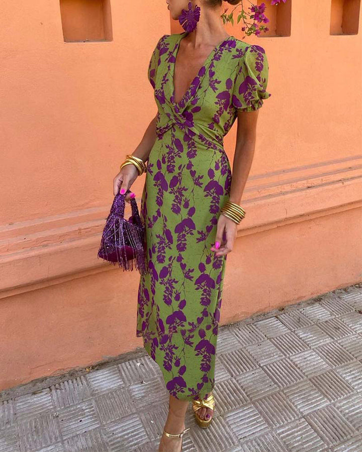 Della | Pleated Floral Print Boho Dress