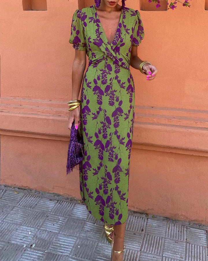 Della | Pleated Floral Print Boho Dress
