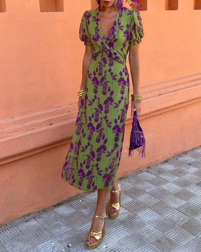 Della | Pleated Floral Print Boho Dress