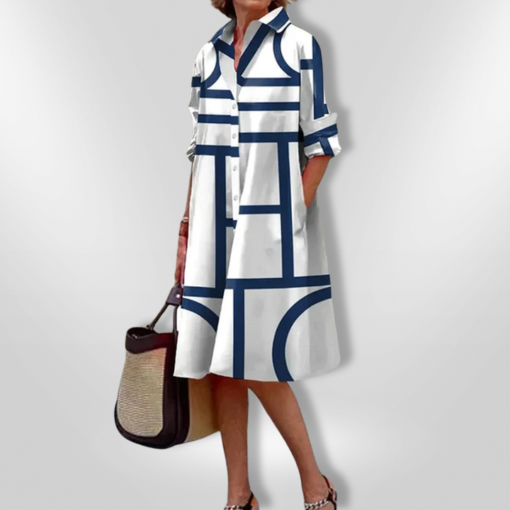 Calista | Midi Dress with Geometric Pattern