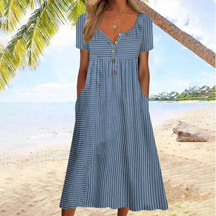 Danielle | Printed Pocket Cardigan Buttoned Maxi Dress