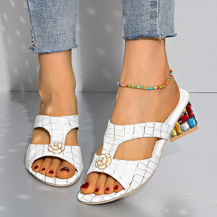 Kinsley | Flower Decor High Heels Sandals