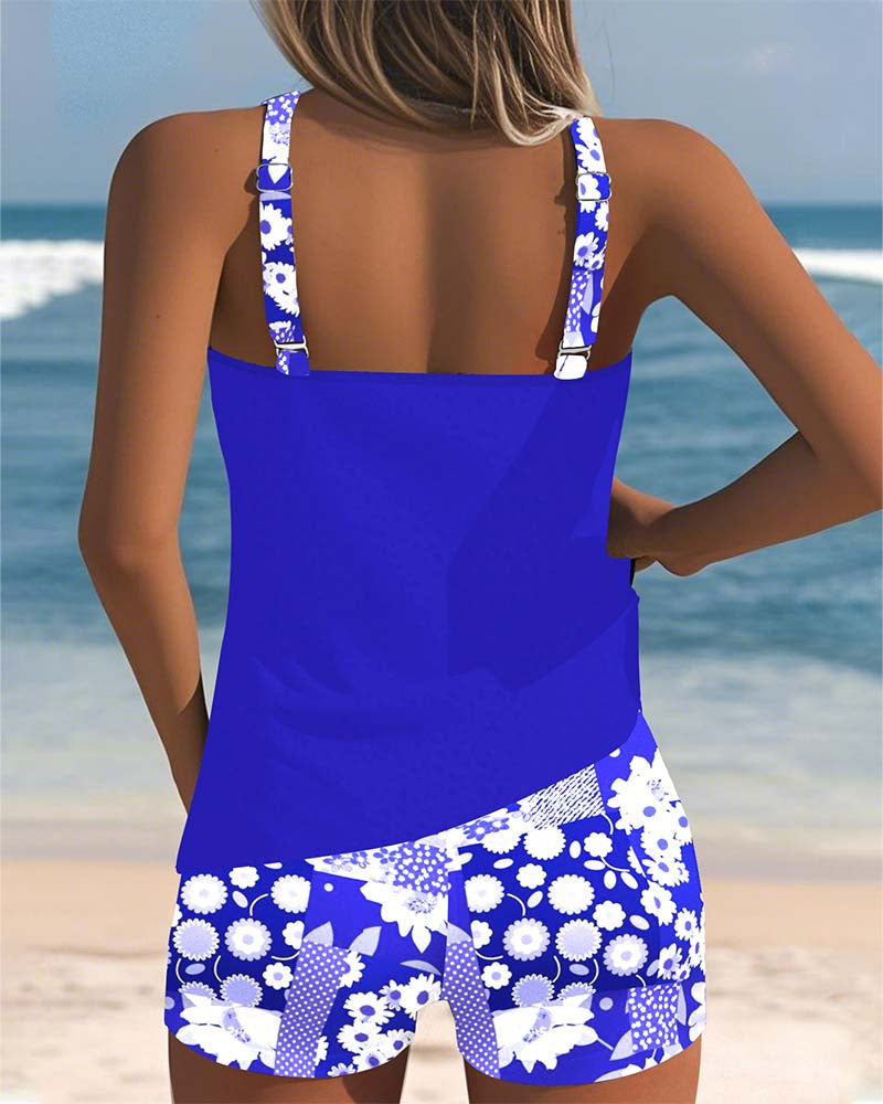 Colette | Swimsuit Tank Top with Printed Boxer Set