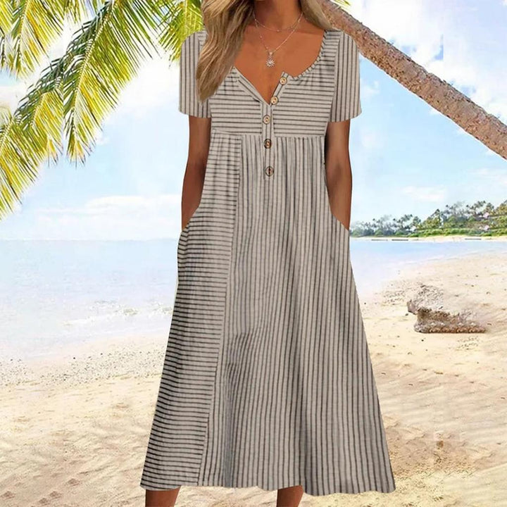 Danielle | Printed Pocket Cardigan Buttoned Maxi Dress