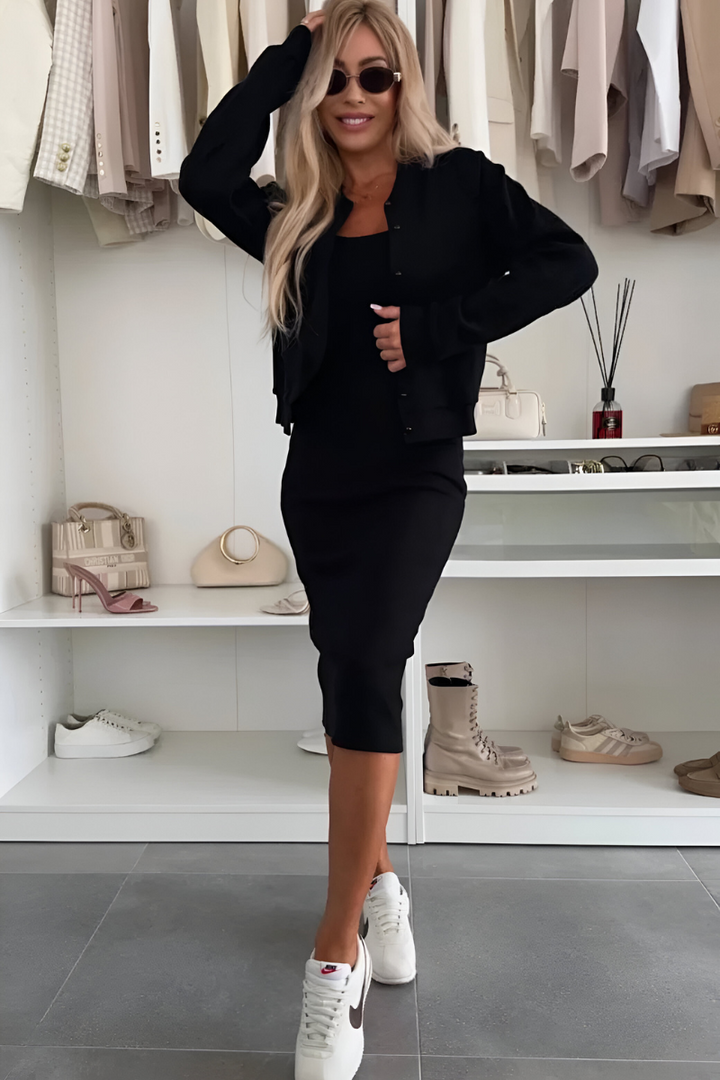 Elodie | Comfortable Midi Dress & Cardigan