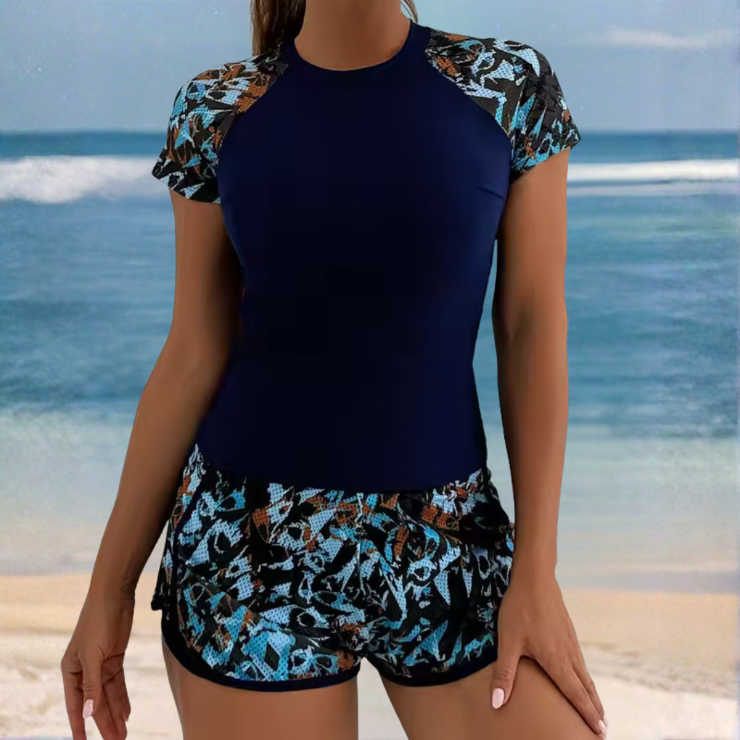 Viviana | Short-Sleeve Two-Piece Swimsuit Set