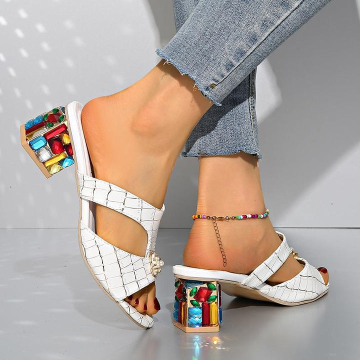 Kinsley | Flower Decor High Heels Sandals