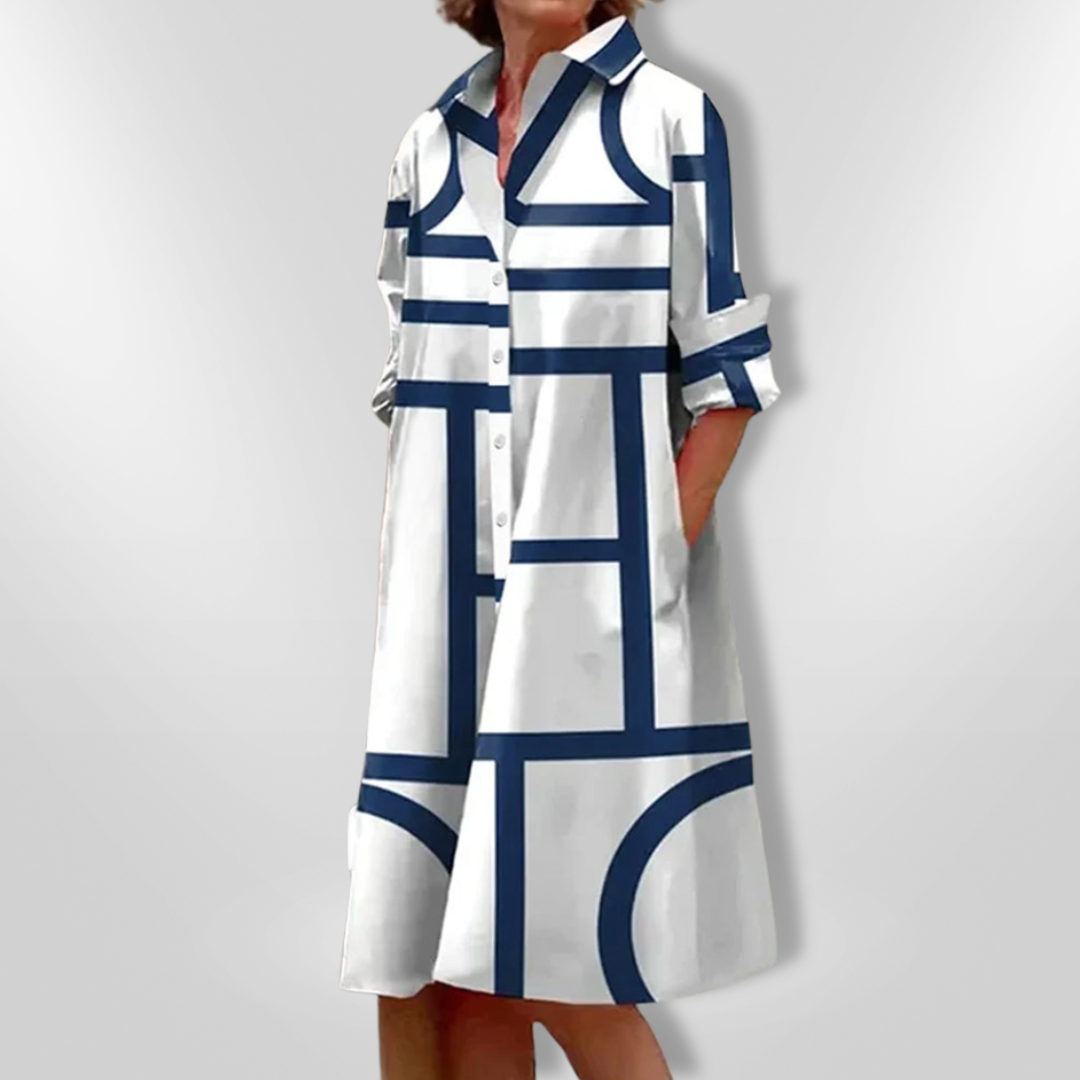 Calista | Midi Dress with Geometric Pattern