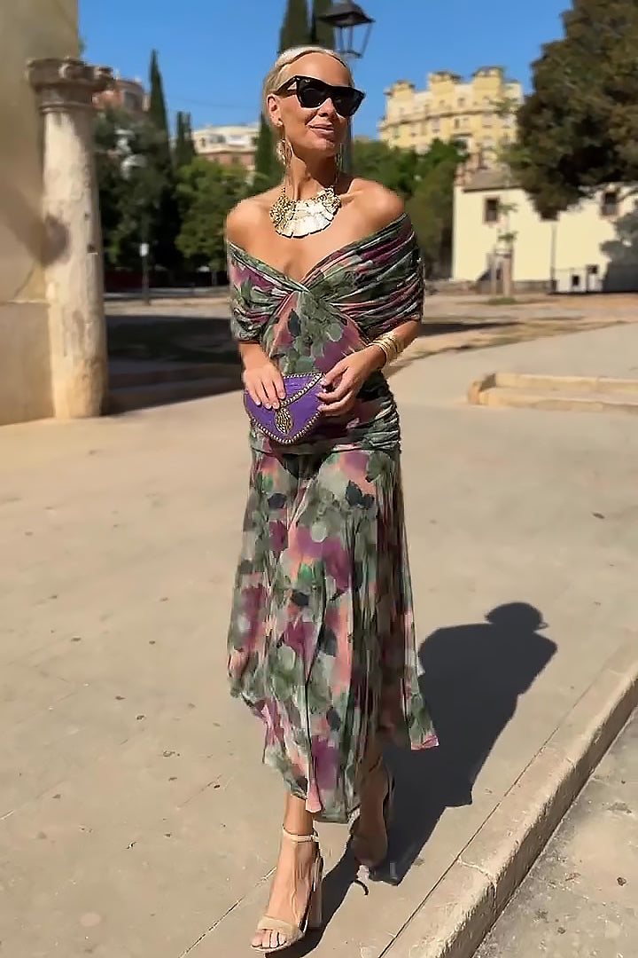 Monica | Fantasy Floral V-Neck Maxi Dress