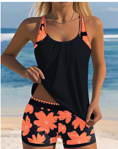 Ellen | Swimsuit Tank Top with Floral Boxer Set