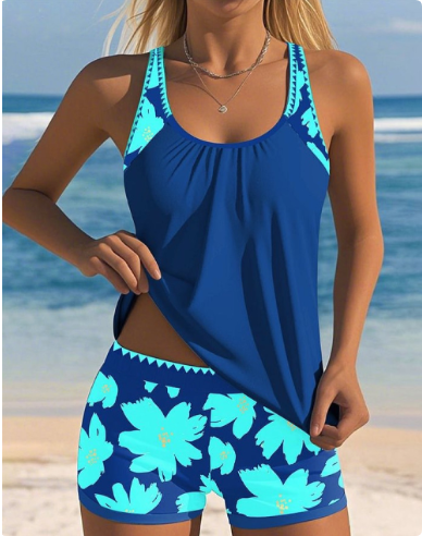 Ellen | Swimsuit Tank Top with Floral Boxer Set