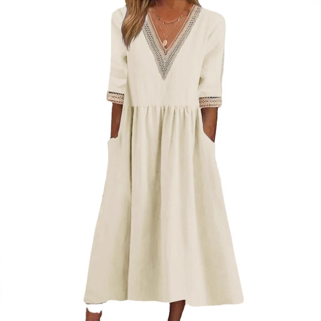Olivia | Lace Collar Mid-Length Dress
