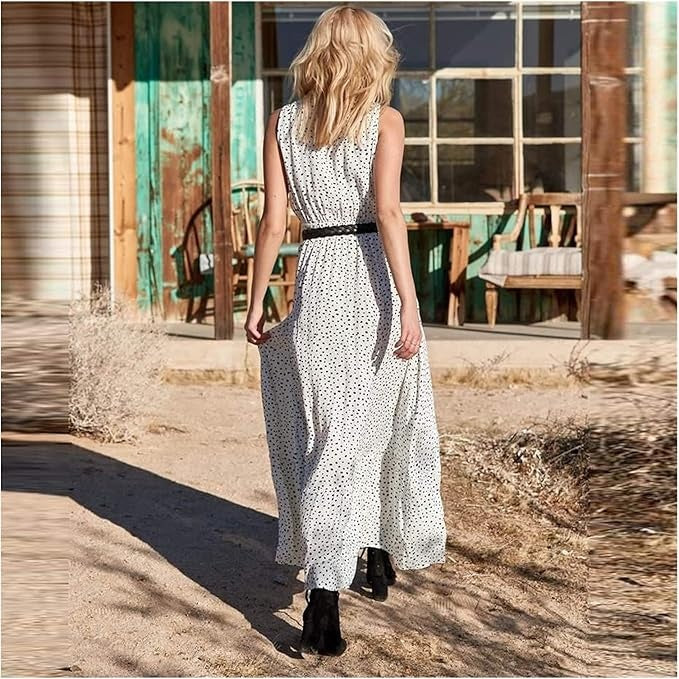 Noa | Bohemian V-Neck Polka Dot Maxi Dress