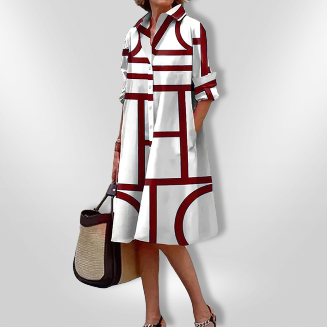 Calista | Midi Dress with Geometric Pattern