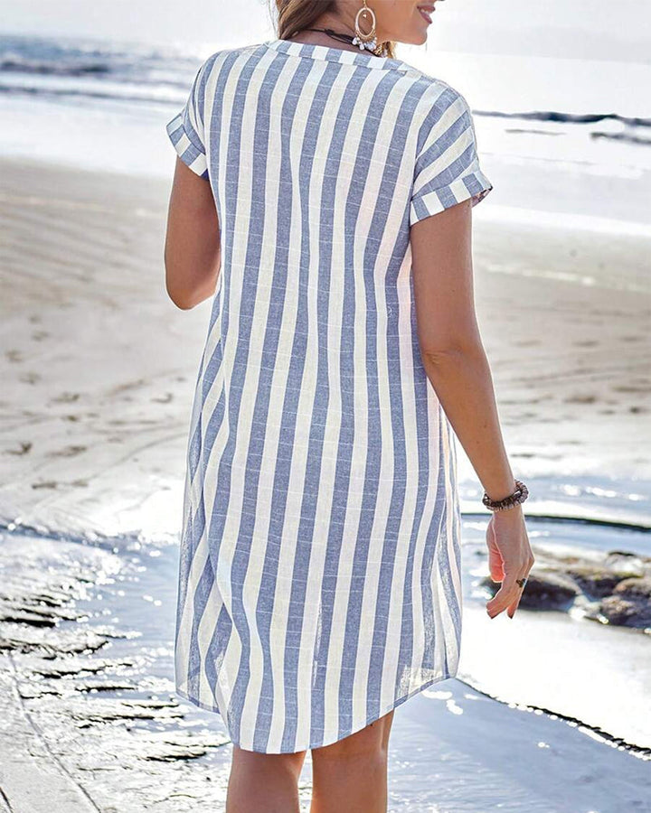 Odalys | Elegant Striped Shirt Dress