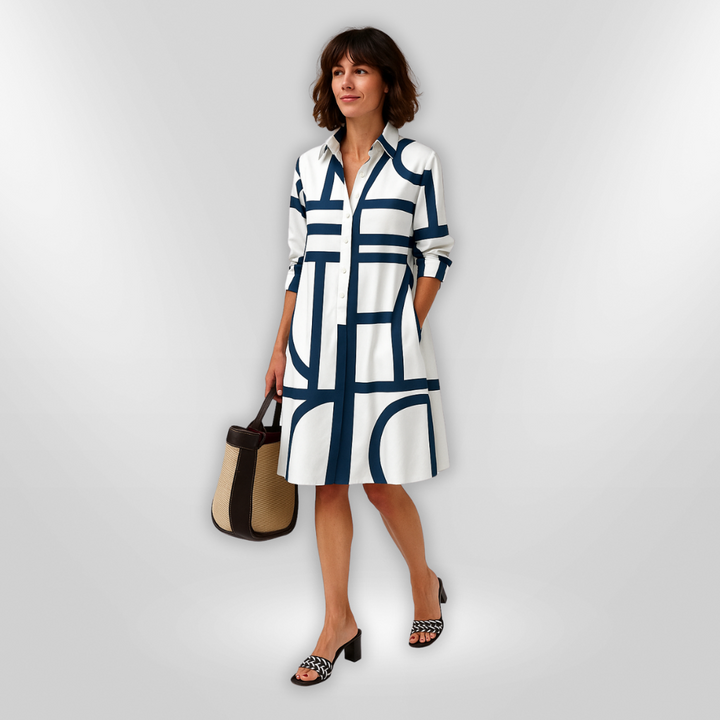 Calista | Midi Dress with Geometric Pattern