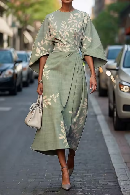 Harlow | Elegant Floral Dress with Tummy Coverage