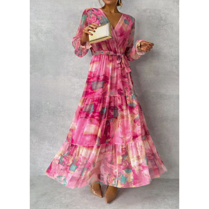 Trinity | Pleated V-Neck Boho Maxi Dress