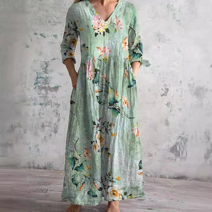 Ivory | Floral Whimsy Boho Maxi Dress