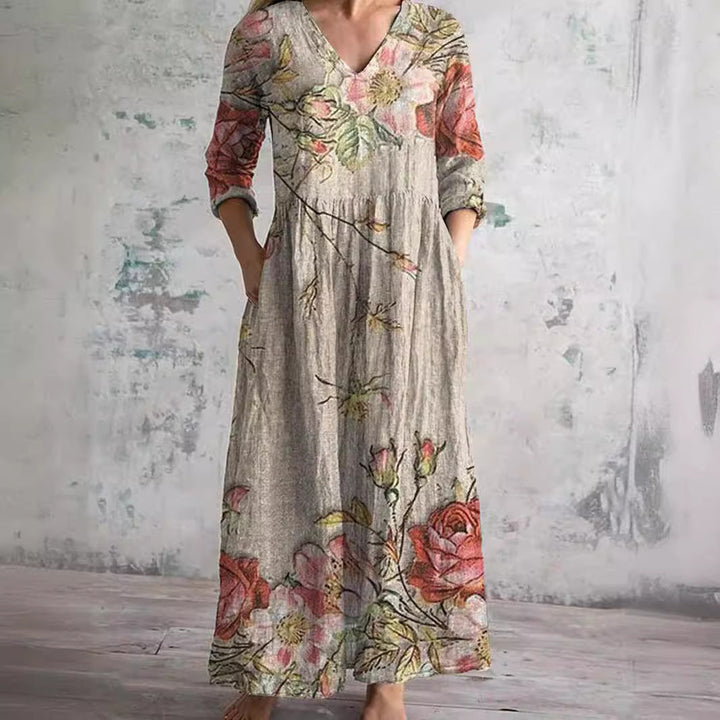 Ivory | Floral Whimsy Boho Maxi Dress