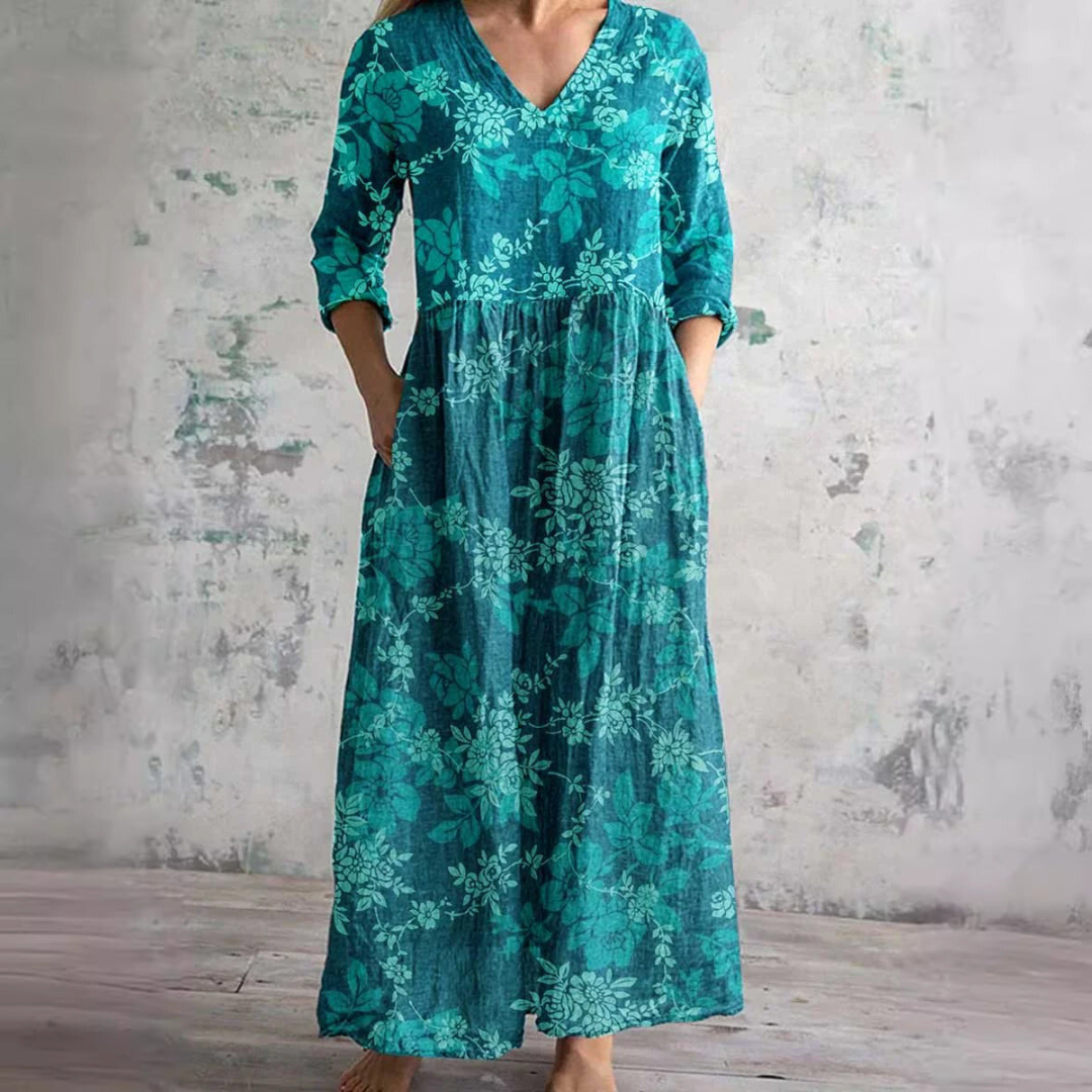Ivory | Floral Whimsy Boho Maxi Dress