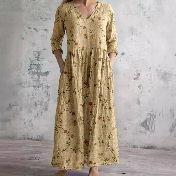 Ivory | Floral Whimsy Boho Maxi Dress