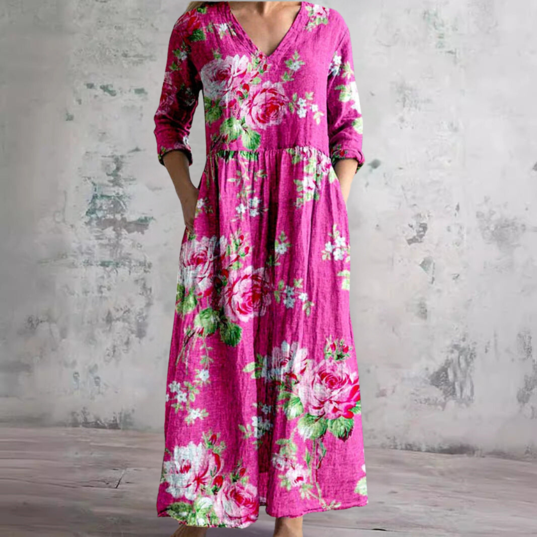 Ivory | Floral Whimsy Boho Maxi Dress