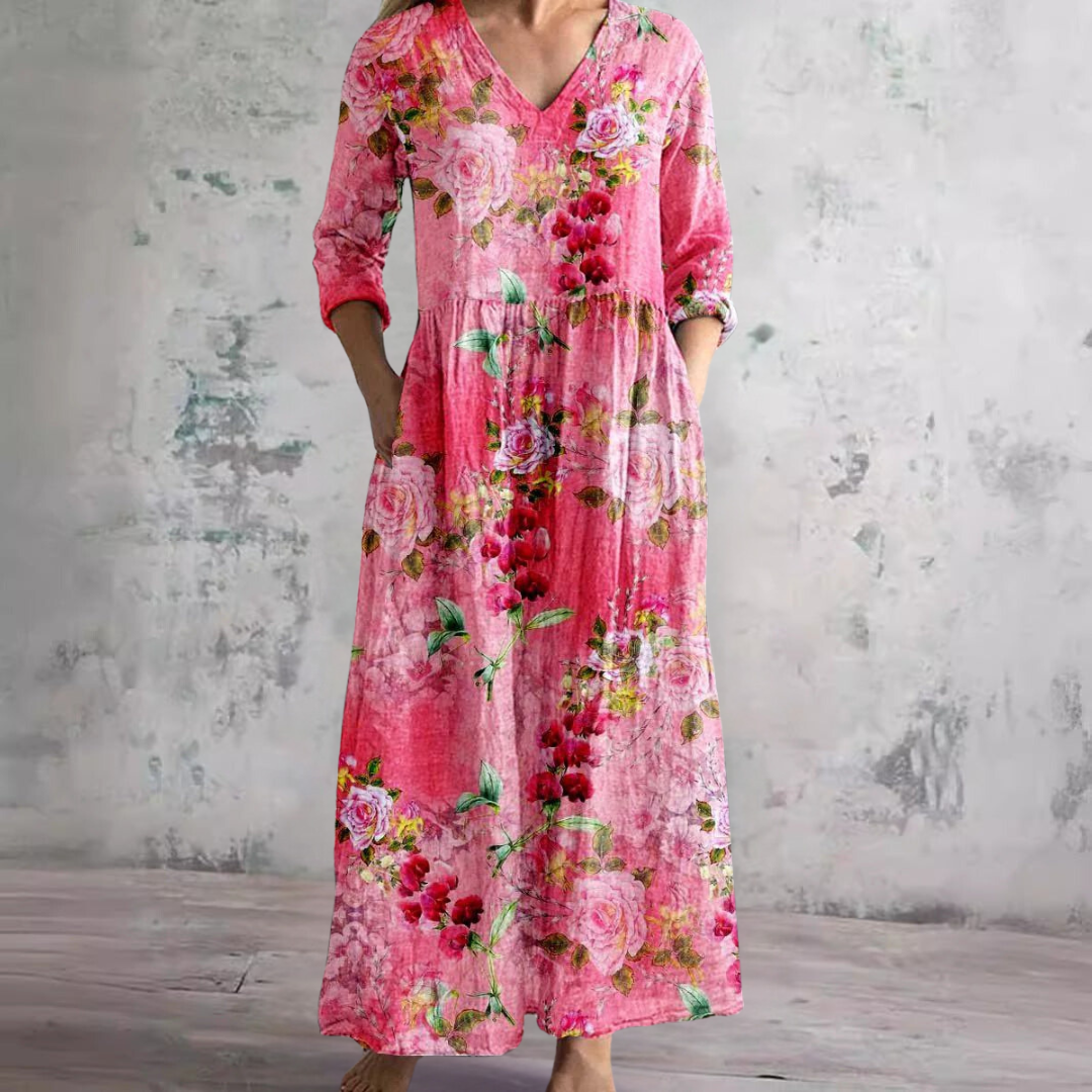 Evie | V-Neck and Floral Pattern Summer Dress