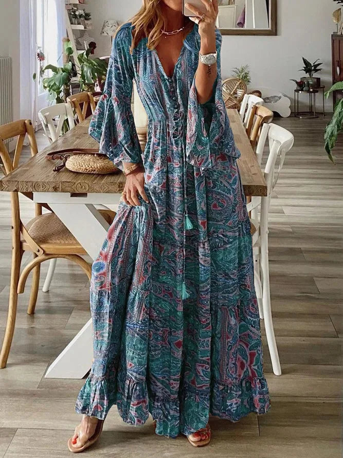 Charlotte | Bohemian V-Neck Maxi Dress