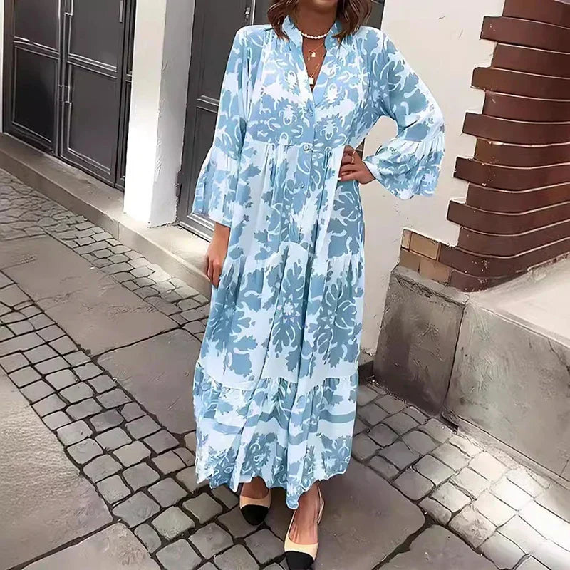 Ophelia | Flare Sleeve Boho Maxi Dress