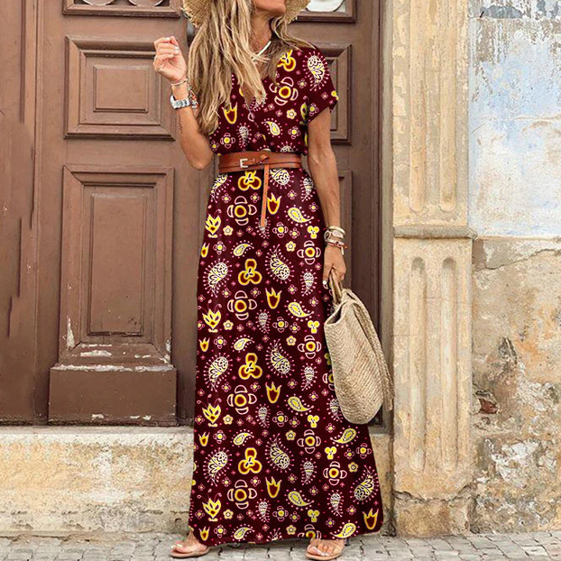Luna | V-Neck Boho Maxi Dress