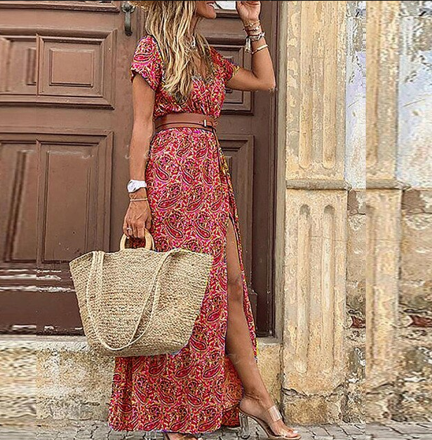 Luna | V-Neck Boho Maxi Dress