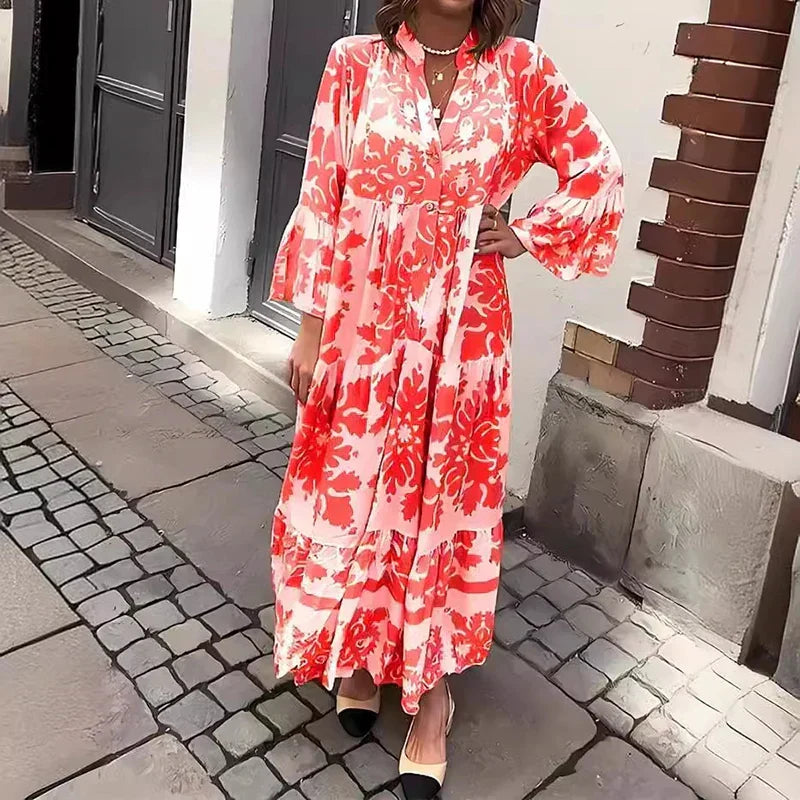 Ophelia | Flare Sleeve Boho Maxi Dress