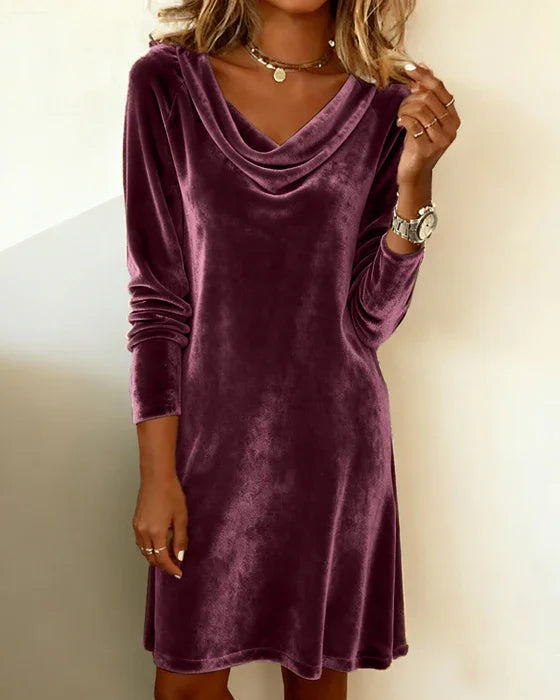 Frosina | Velvet Drape Dress