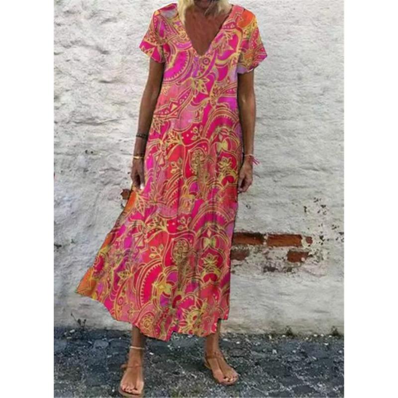 Isla | Vibrant V-Neck Maxi Dress