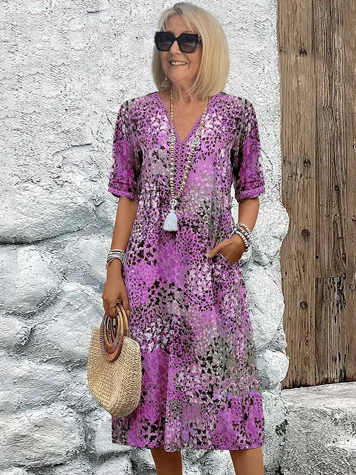 Sofia | Elegant Floral Midi Dress with Tummy Coverage
