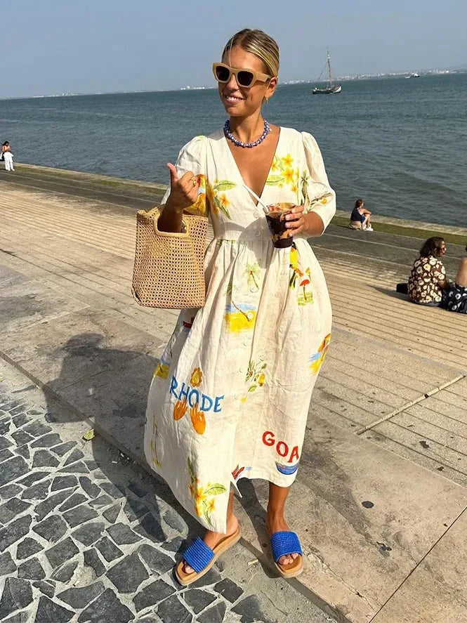Sara | Stylish Linen Midi Dress