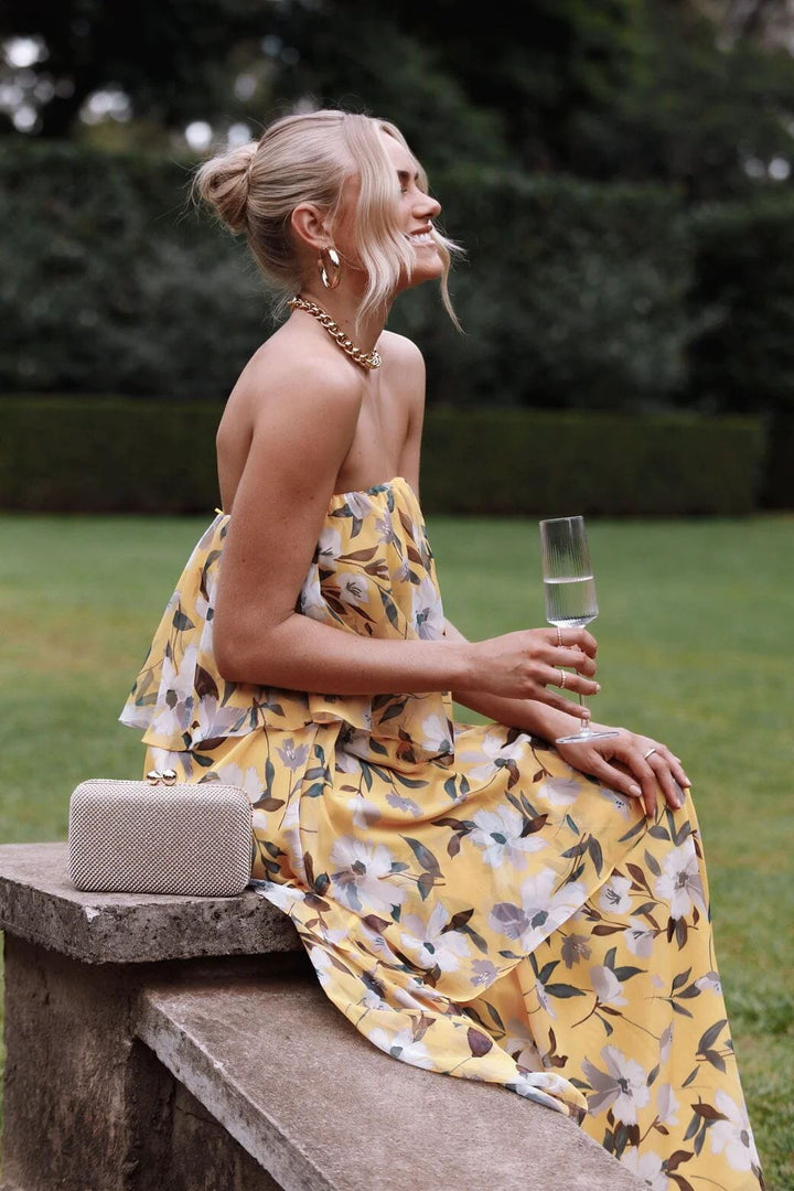 Elsie | Layered Strapless Maxi Dress