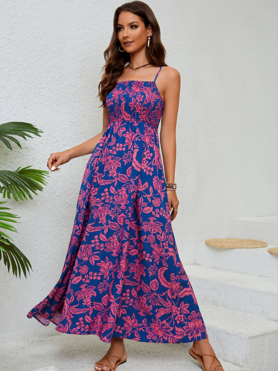Emma | Floral Print Gathered Cami Dress