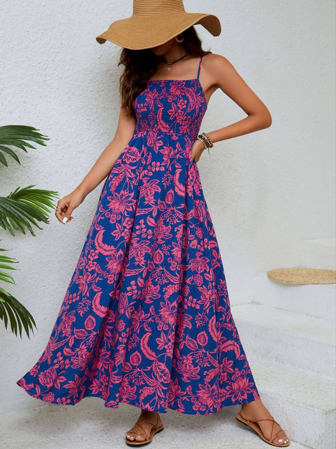 Emma | Floral Print Gathered Cami Dress