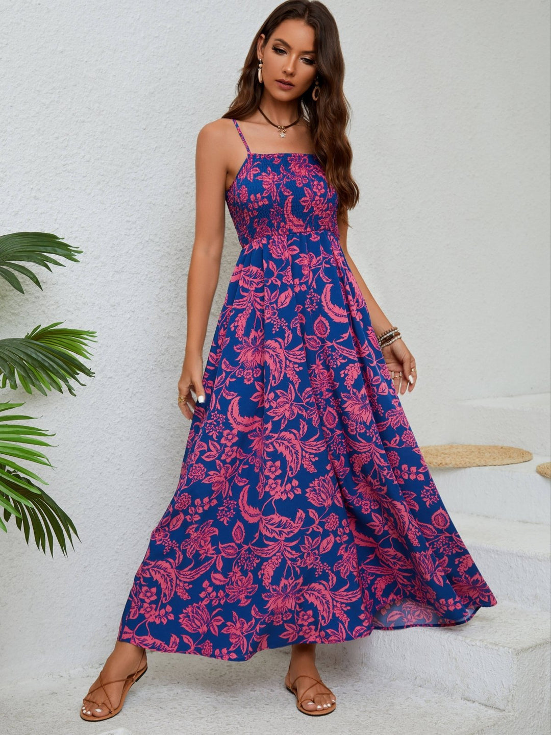 Emma | Floral Print Gathered Cami Dress