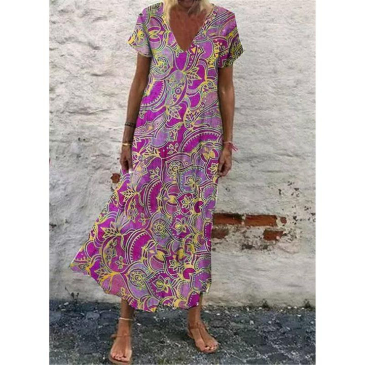 Isla | Vibrant V-Neck Maxi Dress