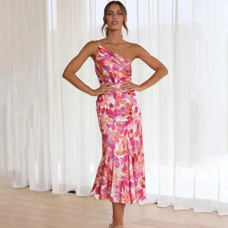 Flora | Asymmetrical Floral Midi Dress