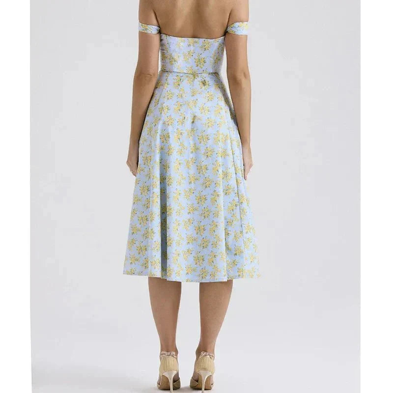 Freya | Floral Corset Midi Dress