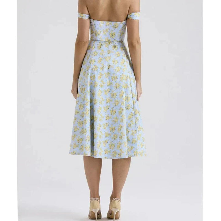Freya | Floral Corset Midi Dress