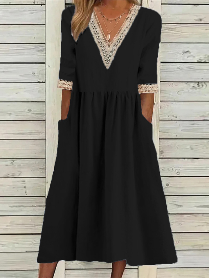 Olivia | Lace Collar Mid-Length Dress