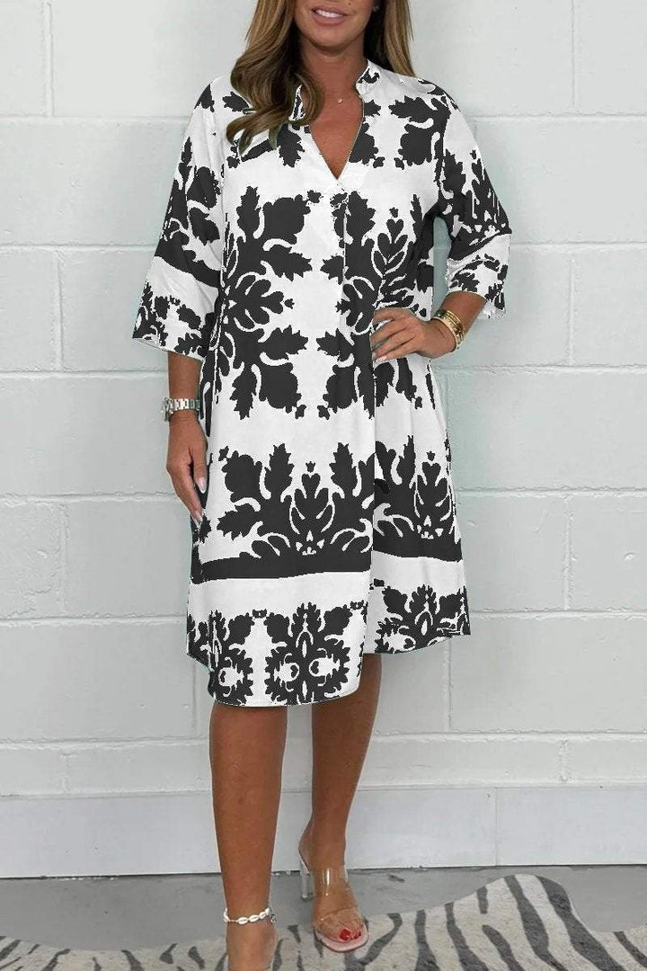 Rowan | Elegant Long-Sleeve Dress with V-Neck
