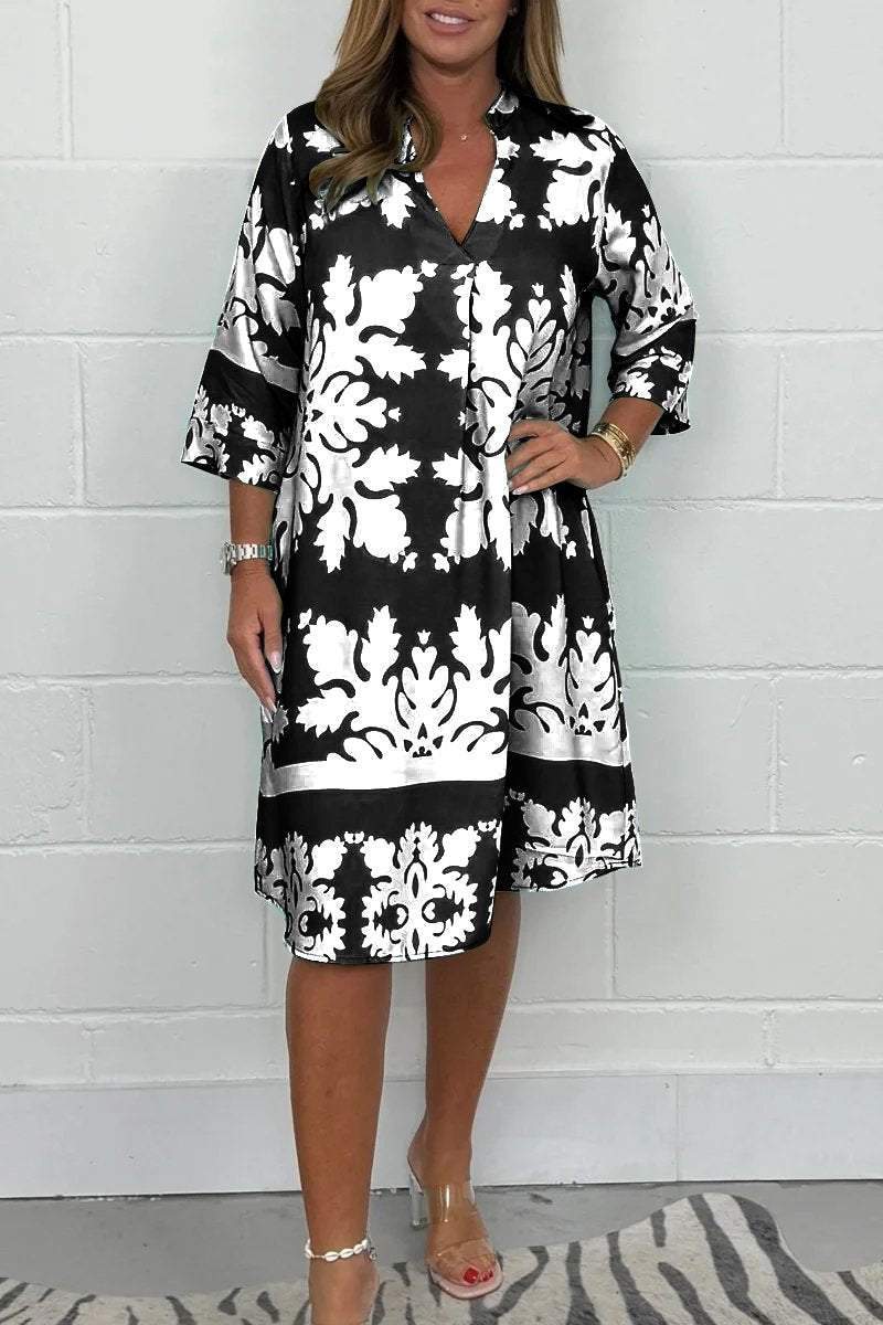 Rowan | Elegant Long-Sleeve Dress with V-Neck