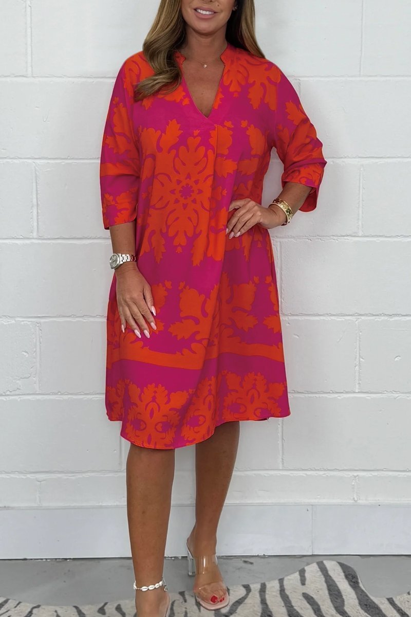 Rowan | Elegant Long-Sleeve Dress with V-Neck