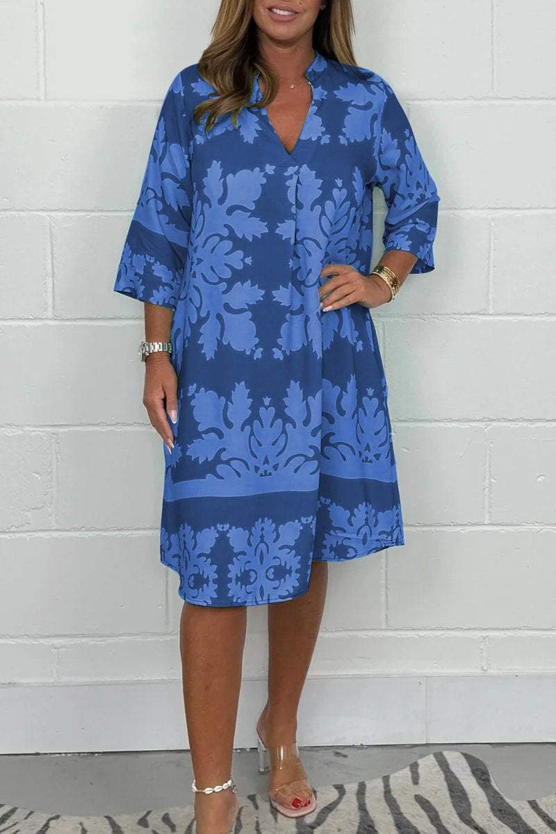 Rowan | Elegant Long-Sleeve Dress with V-Neck
